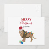Christmas Lion Funny Animal met Santa Hat Kaart (Voorkant / Achterkant)