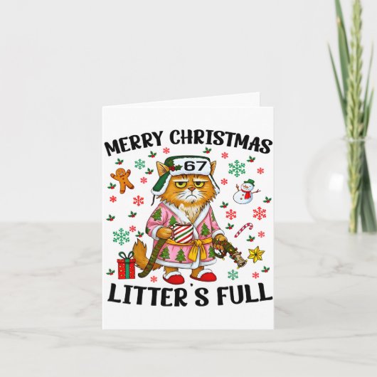 Christmas Litter’s Full 67 Xmas Funny Kitty Gift C Kaart (Voorkant)