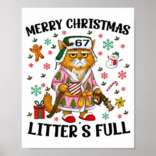 Christmas Litter’s Full 67 Xmas Funny Kitty Gift C Poster (Voorkant)