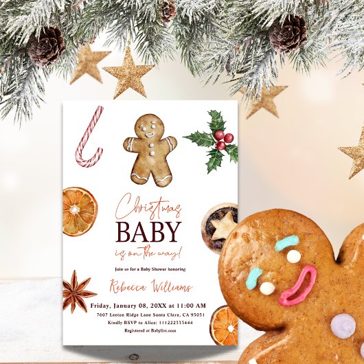 Christmas Little Gingerbread Winter Baby shower Kaart