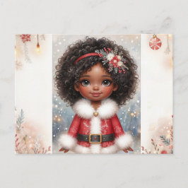 Christmas Little Girl In Santa Dress Holiday Briefkaart