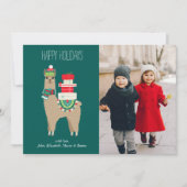Christmas Llama Custom Photo Feestdagenkaart (Voorkant)