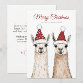 Christmas Llama Family Feestdagenkaart (Voorkant / Achterkant)