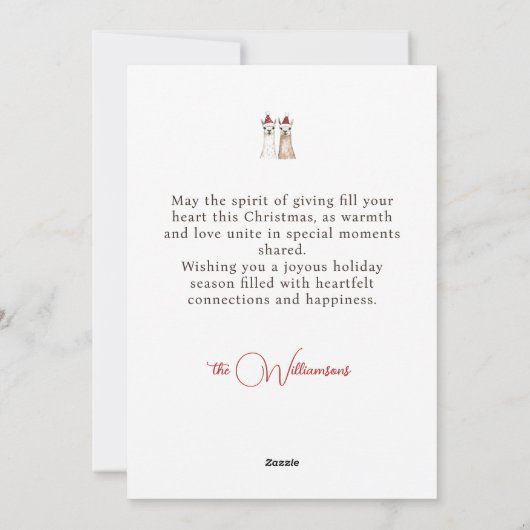 Christmas Llama Family Feestdagenkaart (Achterkant)