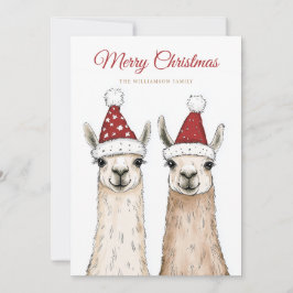 Christmas Llama Family Feestdagenkaart