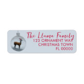 Christmas Llama Ornament Retour Adreslabels Etiket (Voorkant)