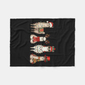 Christmas Llama Quartet Lights Santa Antlers Top H Fleece Deken (Voorkant (Horizontaal))
