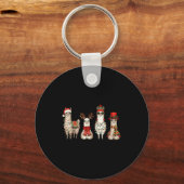 Christmas Llama Quartet Lights Santa Antlers Top H Sleutelhanger (Voorkant)
