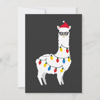 Christmas Llama Santa Hat Sunglasses Alpaca Funny  Kaart