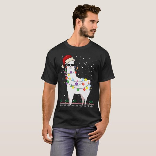 Christmas Llama Santa Hat Ugly Xmas Tree Alpaca Gi T-shirt (Voorkant volledig)