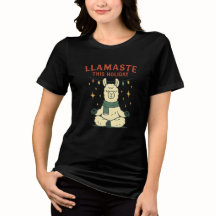 Christmas Llama Shirt - Llamaste Holiday Zen T-shi