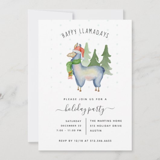 Christmas Llama | uitnodiging voor een feestdag (Voorkant)
