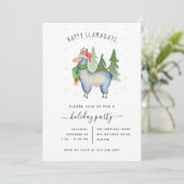 Christmas Llama | uitnodiging voor een feestdag (Staand voorkant)