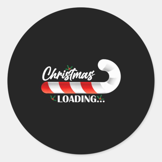 Christmas Loading Fir Tree Candy Cane  Ronde Sticker (Voorkant)