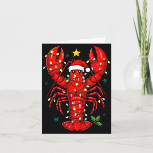 Christmas Lobster With Santa Hat Funny Holiday  Kaart (Voorkant)