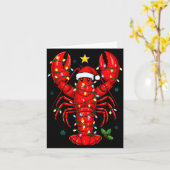 Christmas Lobster With Santa Hat Funny Holiday  Kaart (Gele Bloem)