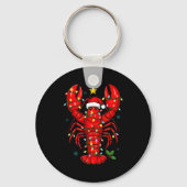 Christmas Lobster With Santa Hat Funny Holiday Sleutelhanger (Voorkant)