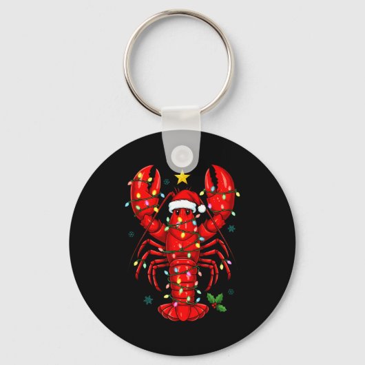 Christmas Lobster With Santa Hat Funny Holiday  Sleutelhanger (Voorkant)