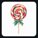 Christmas Lollipop Vierkante Sticker<br><div class="desc">Personaliseer stickers voor elke gelegenheid! Van speciale postings en sloop aan kinder' activiteiten en de projecten van de ZUG,  zult u deze stickers vinden groot voor zo vele gebruik. Voeg uw eigen design,  patronen,  tekst,  en afbeeldingen toe!</div>