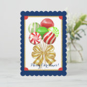 Christmas lollipops snoep snoepgoed boog feestdagenkaart (Staand voorkant)