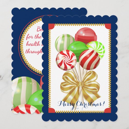 Christmas lollipops snoep snoepgoed boog feestdagenkaart (Voorkant / Achterkant)