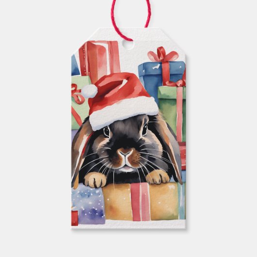 Christmas Lop Bunny Rabbit Cadeaulabel (Voorkant)