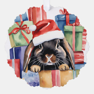 Christmas Lop Bunny Rabbit Ornament Kaart