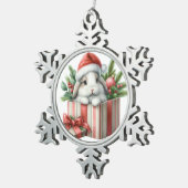 Christmas Lop Bunny Rabbit Tin Sneeuwvlok Ornament (Rechts)