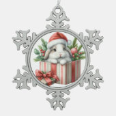 Christmas Lop Bunny Rabbit Tin Sneeuwvlok Ornament (Voorkant)
