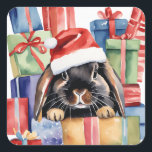 Christmas Lop Bunny Rabbit Vierkante Sticker<br><div class="desc">Creëer door een konijnenmoeder en geïnspireerd door onze liefde voor konijnen.</div>