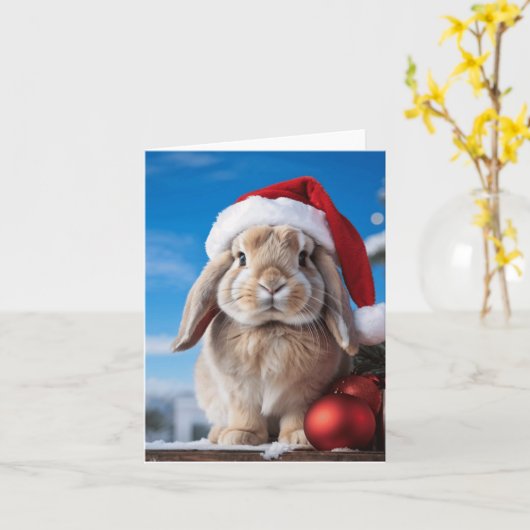 Christmas Lop Rabbit Kaart (Gele Bloem)