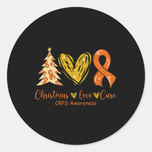 Christmas Love Cure Oranje Ribbon Crps Awareness X Ronde Sticker