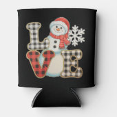 Christmas Love Cute Snowman Buffalo Plaid Winter Blikjeskoeler (Voorkant)