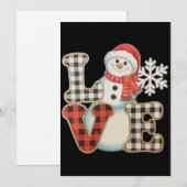 Christmas Love Cute Snowman Buffalo Plaid Winter Feestdagenkaart (Voorkant / Achterkant)
