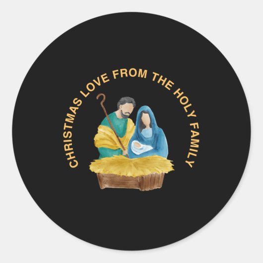 CHRISTMAS LOVE FROM THE HOLY FAMILY RONDE STICKER (Voorkant)