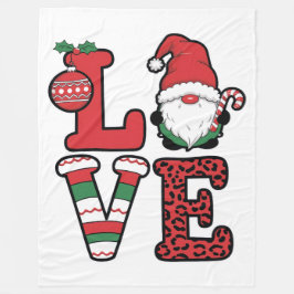 Christmas Love Gnome Holiday Festive Design Fleece Deken
