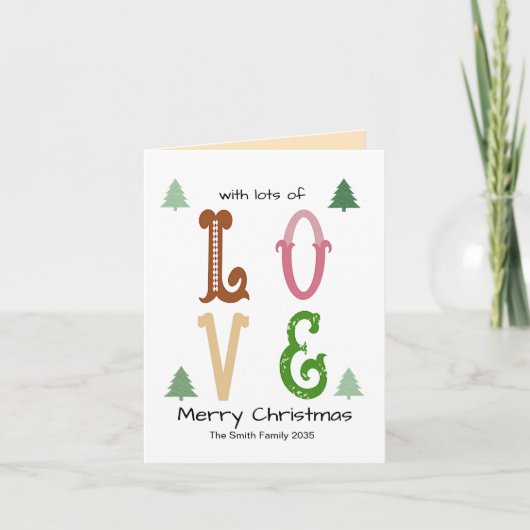 Christmas Love Modern Typography Custom Folded Feestdagen Kaart (Voorkant)