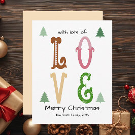 Christmas Love Modern Typography Flat Holiday Card Feestdagenkaart