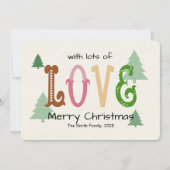 Christmas Love Modern Typography Flat Holiday Kaar Feestdagenkaart (Voorkant)