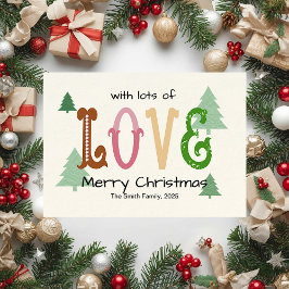 Christmas Love Modern Typography Flat Holiday Kaar Feestdagenkaart
