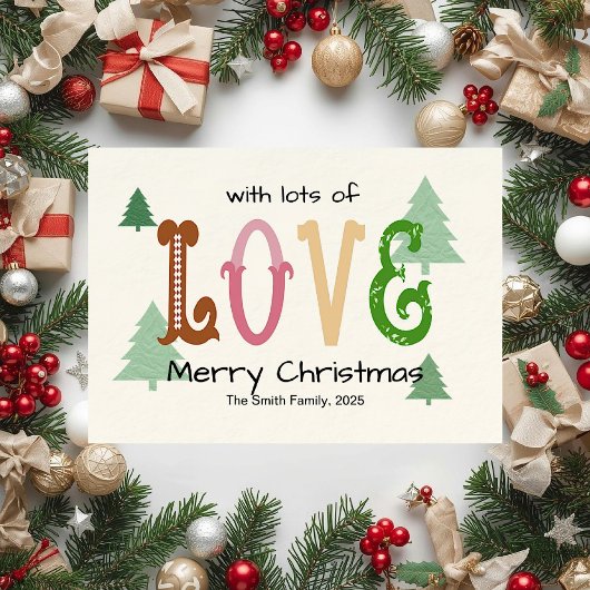 Christmas Love Modern Typography Flat Holiday Kaar Feestdagenkaart