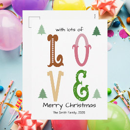  Christmas Love Modern Typography Holiday Card Feestdagenkaart