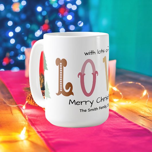 Christmas Love Modern Typography Personalized Mug  Koffiemok