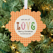 Christmas Love Modern Typography Personalized  Ornament Kaart