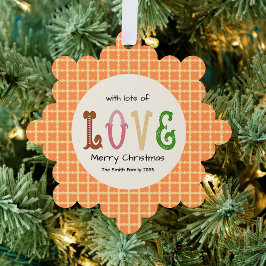 Christmas Love Modern Typography Personalized  Ornament Kaart