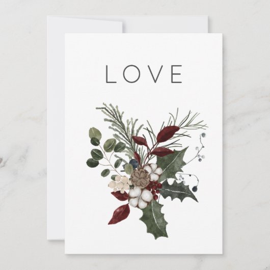 Christmas Love Rustic Minimal Photo Greenery Feestdagenkaart (Voorkant)