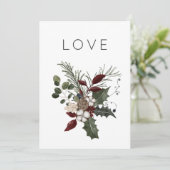 Christmas Love Rustic Minimal Photo Greenery Feestdagenkaart (Staand voorkant)