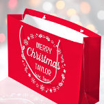 Christmas Love Santa Custom Name Red Groot Cadeauzakje<br><div class="desc">Creëer je eigen 'Love,  Santa' geschenktas met dit leuke en feestelijke ontwerp. Een stijlvolle sjabloon,  gepersonaliseerd met de naam van de ontvanger en met een geïllustreerde rand met sneeuwvlokken,  hulst,  kerstkousen en sterren. Een unieke manier om een cadeau te geven aan een speciaal iemand! Kleuren: rood en wit.</div>
