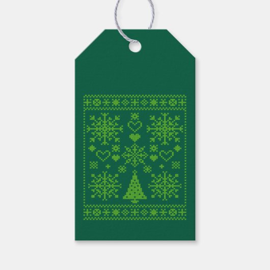 Christmas Lover Cross Pattern Sampler Design Cadeaulabel (Voorkant)