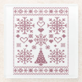 Christmas Lover Cross Pattern Sampler Design Glazen Onderzetter (Voorkant)